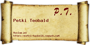 Petki Teobald névjegykártya